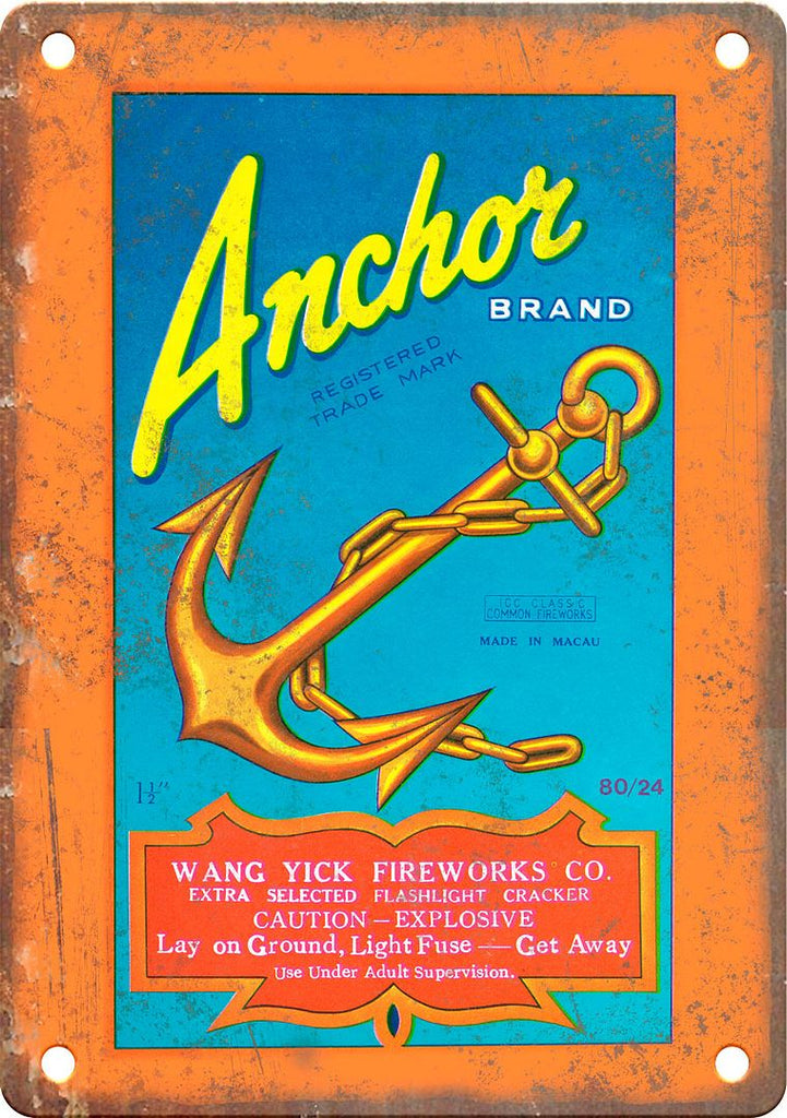 Anchor Brand Firecracker Package Art Metal Sign
