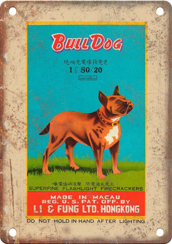 Bull Dog Brand Firecracker Package Art Metal Sign