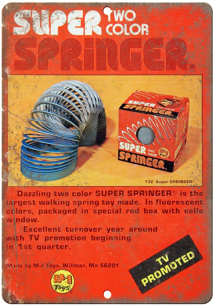 Super Springer Slinky M-I Toys Ad Metal Sign