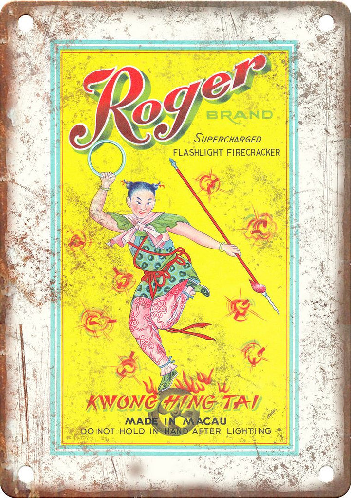 Roger Brand Firecracker Package Art Metal Sign