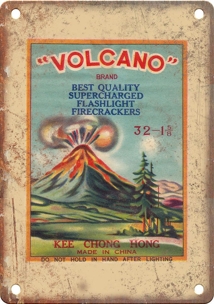 Volcano Firecracker Package Art Metal Sign
