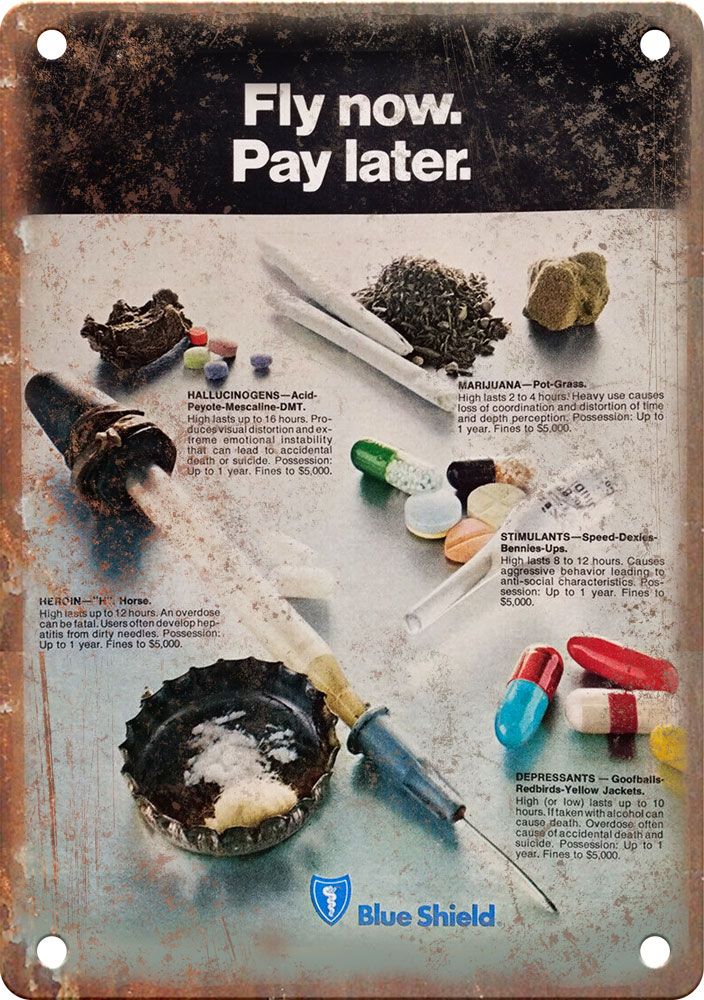 Vintage Anti Drug Marijuana Weed Ad Reproduction Metal Sign