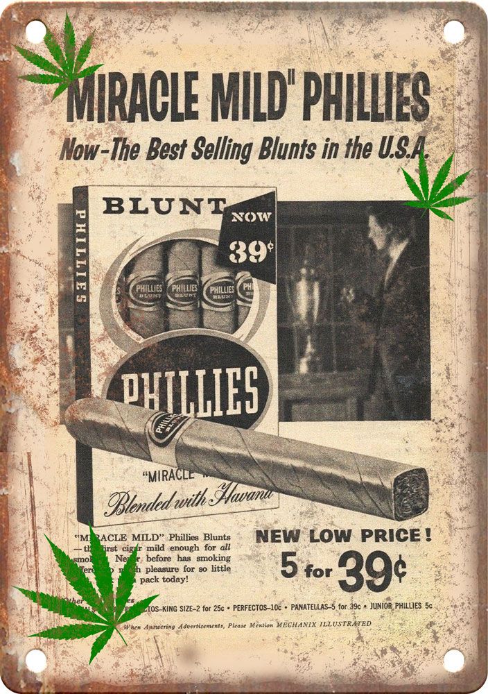 Phillies Blunt Vintage Magazine Cigar Ad Reproduction Metal Sign