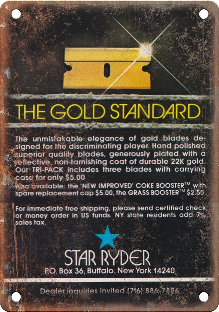 Star Ryder 1970's Cocaine Drug Ad Reproduction Metal Sign