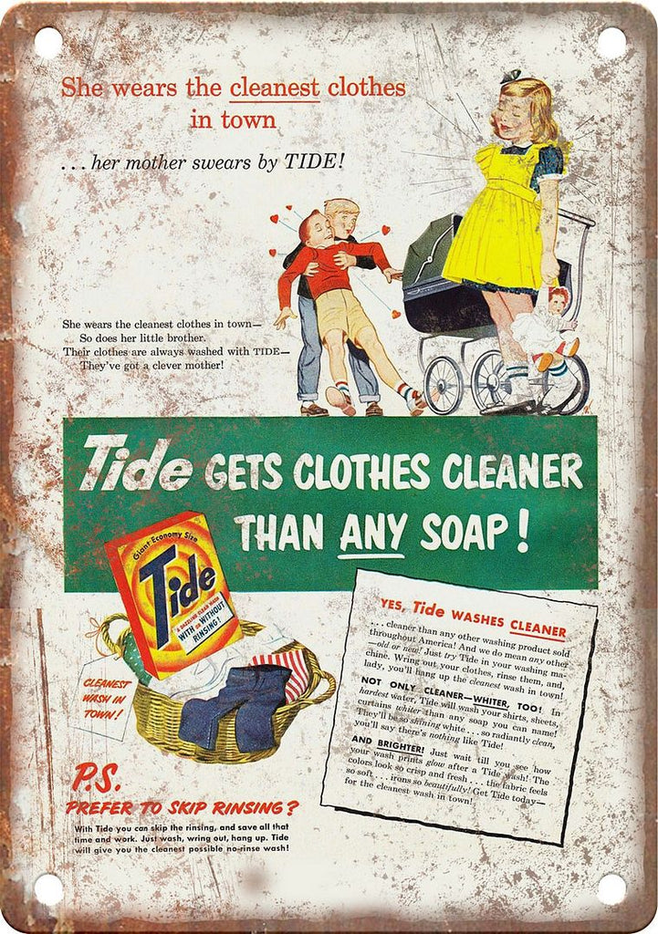 Tide Detergent Soap Vintage Laundary Ad Metal Sign