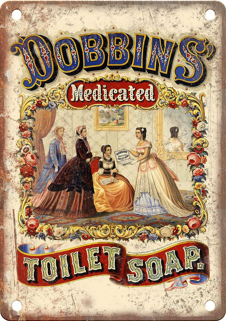 Dobbins Medicated Toilet Soap Vintage Ad Metal Sign