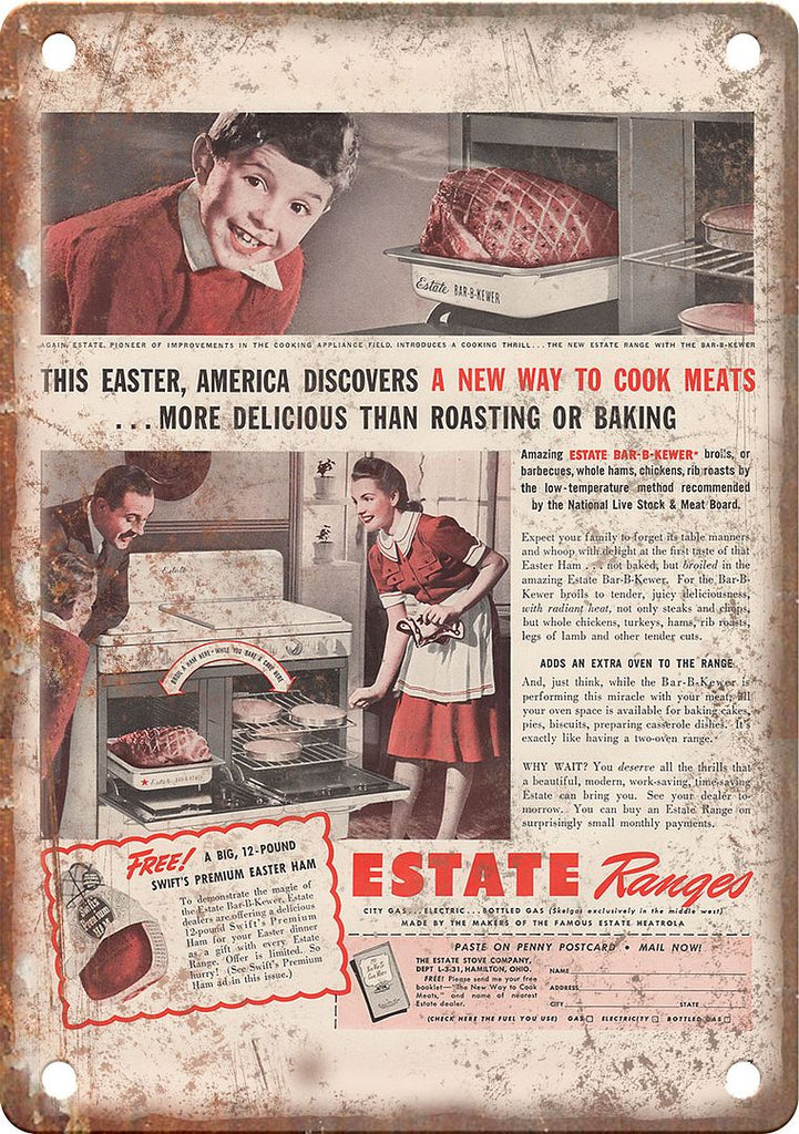 Estate Stove Range Vintage Ad Metal Sign