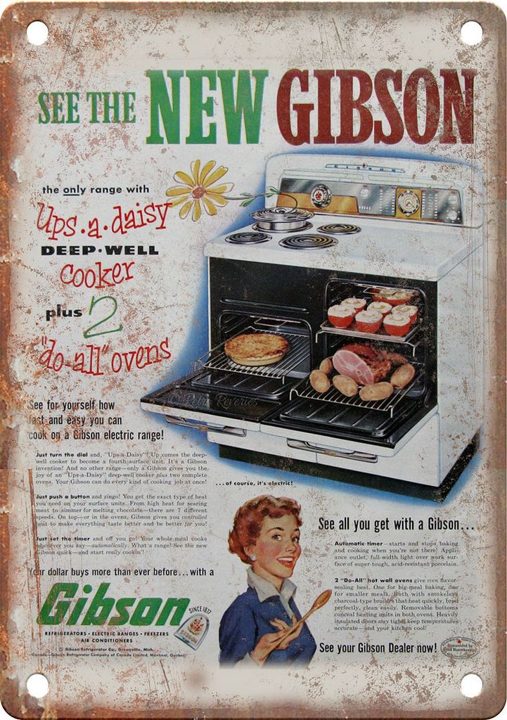 Gibson Gas Range Stove Vintage Ad Metal Sign