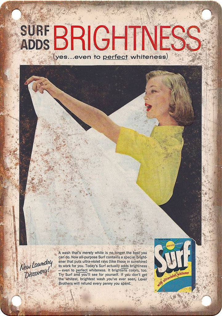 Surf Vintage Laundry Detergent Ad Metal Sign