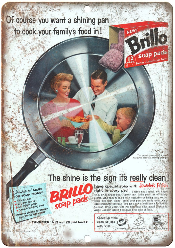 Brillo Soap Pads Vintage Dishwashing Metal Sign