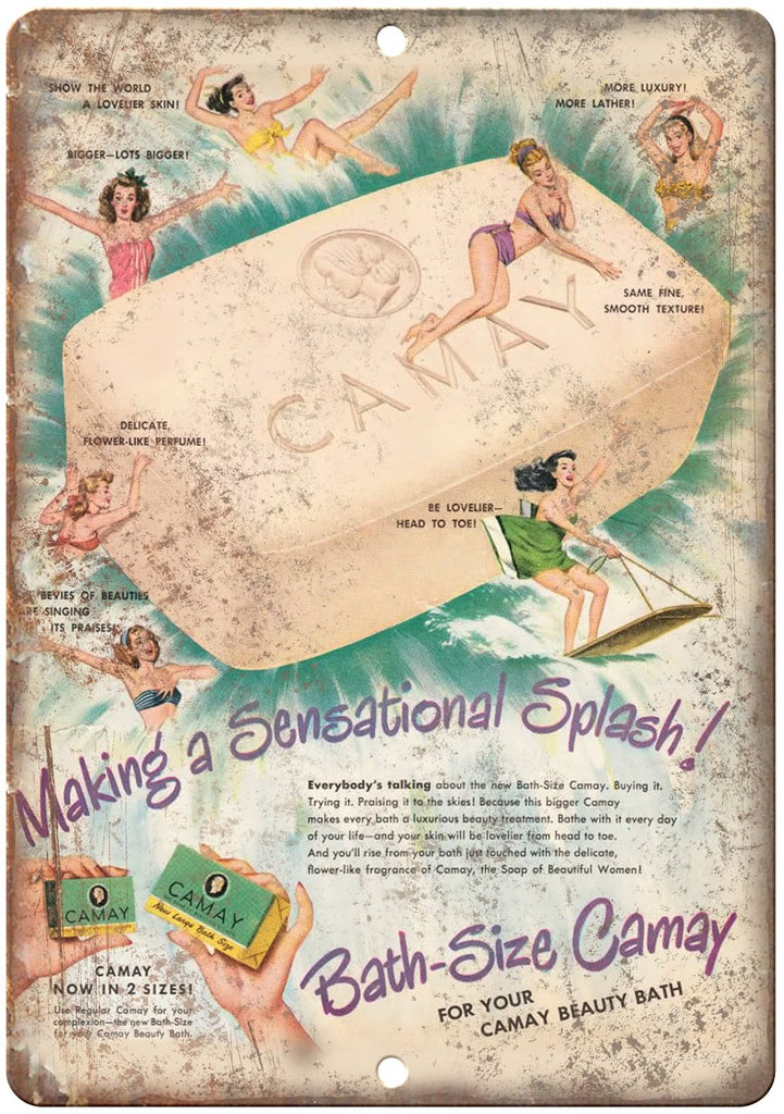 Camay Vintage Beauty Bath Soap Metal Sign