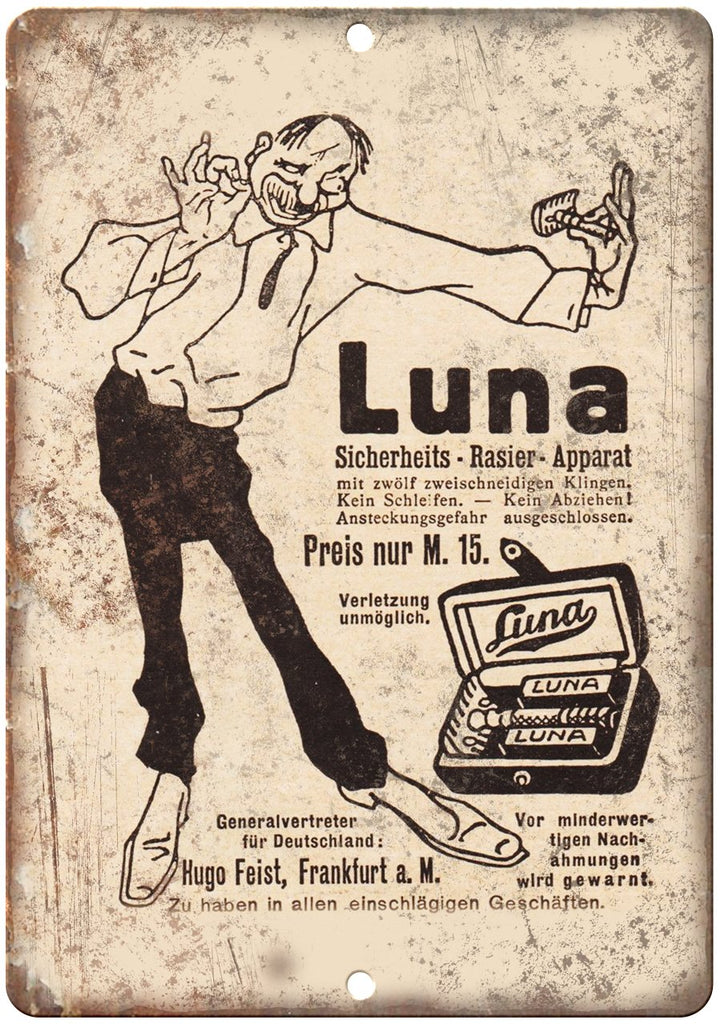 Luna Safety Razors Metal Sign