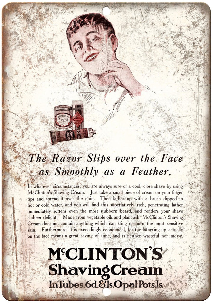 McClinton's Shaving Cream Metal Sign