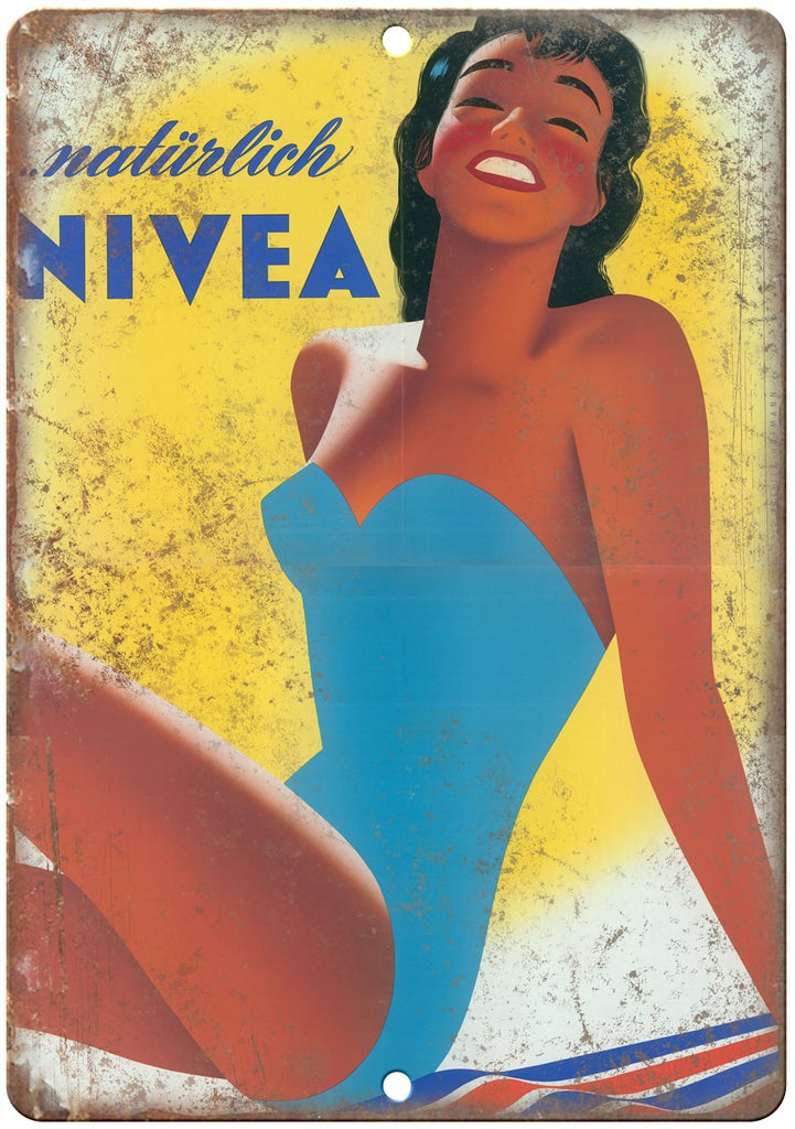 Nivea Cream Vintage Poster Ad Metal Sign