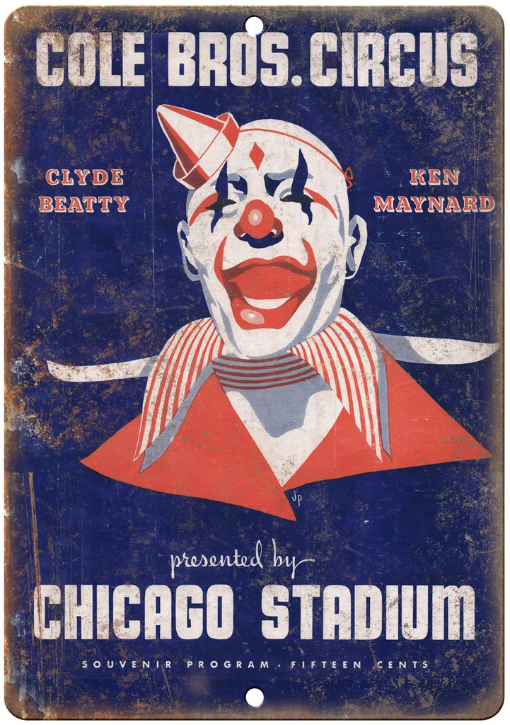 Cole Bros Circus Chicago Stadium Metal Sign