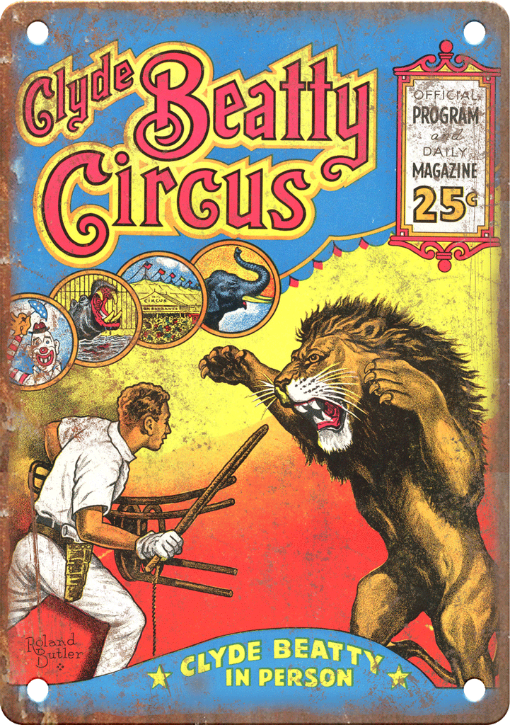 Clyde Beatty Circus Program Poster Metal Sign