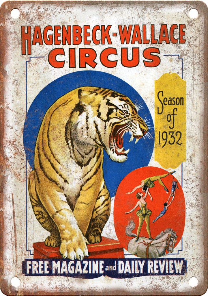 1932 Hagenbeck Wallace Circus Poster Metal Sign
