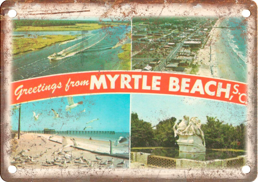 Myrtle Beach South Carolina Greetings From Metal Sign