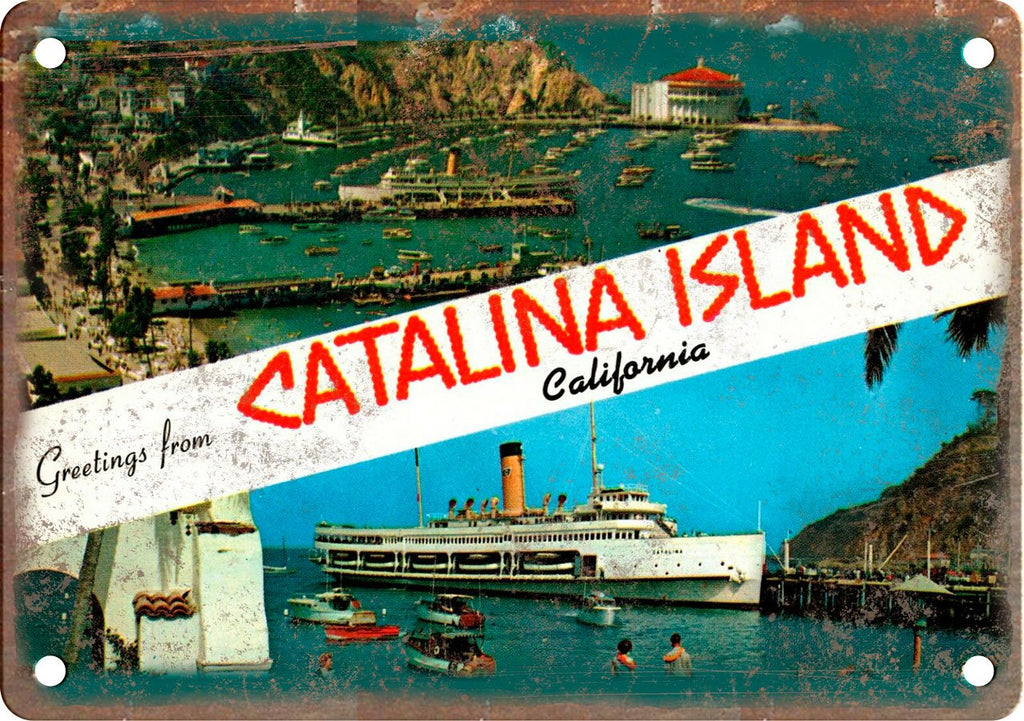 Catalina Island Greetings From Metal Sign