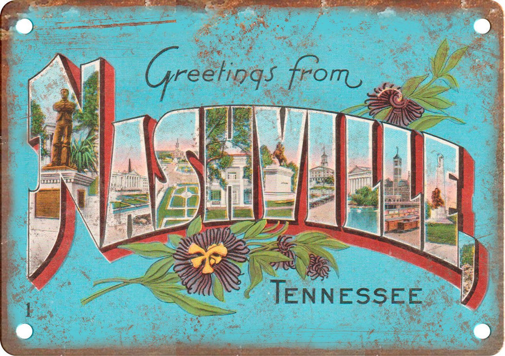 Nashville Tennessee Greetings From Metal Sign