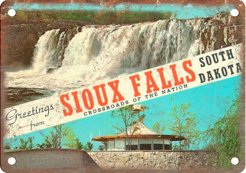 Sioux Falls South Dakota Greetings Metal Sign