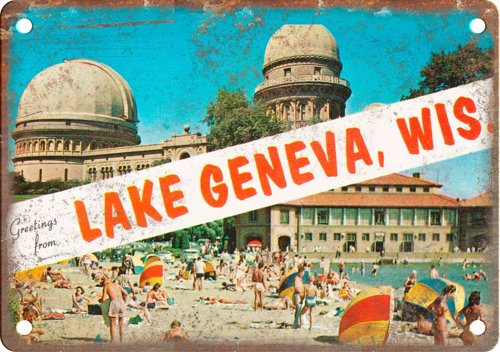 Lake Geneva Wisconsin Greetings From Metal Sign