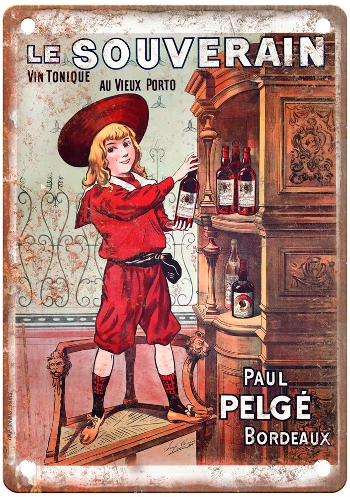 Bordeaux Vintage Liquor Poster Retro Look Reproduction Metal Sign