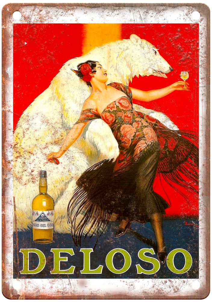 LELONG, René Anís Deloso [del Oso] Liquor Poster Retro Look Sign