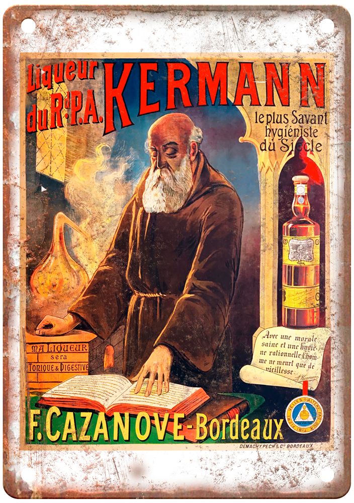 Liqueur du RdPA, Kermann, Bordeaux, c 1890 Liquor Poster Retro Look Sign