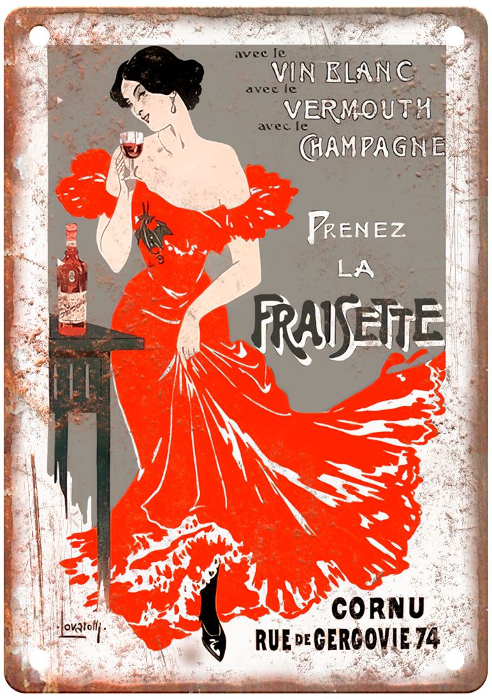 LOVATOLLI Prenez la Fraisette Vintage Liquor Poster Reproduction Sign