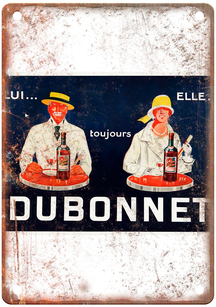 Lui Elle Toujours Dubonnet, c 1920s Vintage Liquor Poster Retro Look Sign