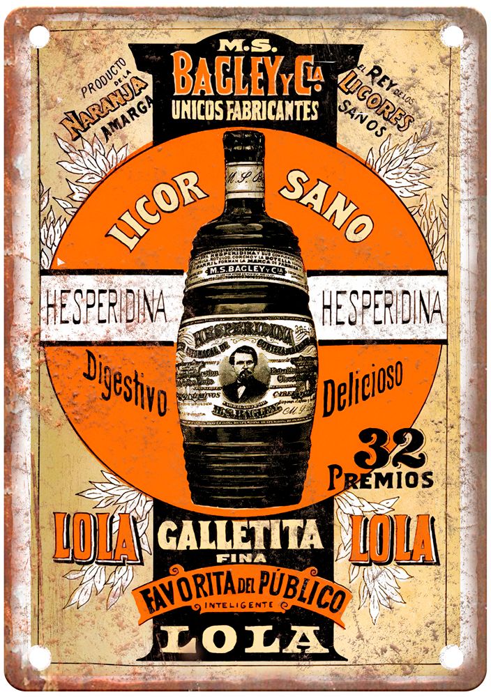 Licor Sano Digestivo Delicioso Vintage Liquor Poster Sign