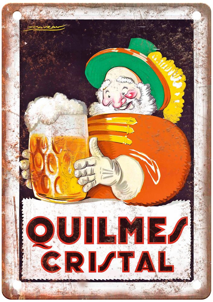 MAUZAN, Achille Lucien Quilmes Cristal Liquor Poster Retro Look Sign