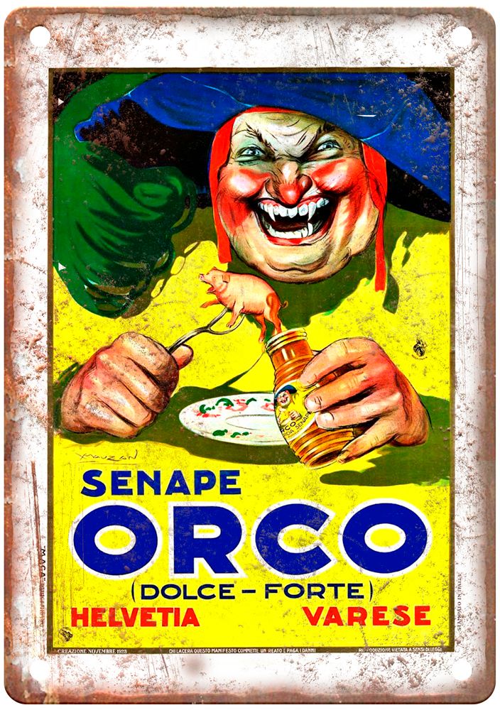 MAUZAN, Achille Lucien Senape Orco, 1923 Liquor Poster Retro Look Sign