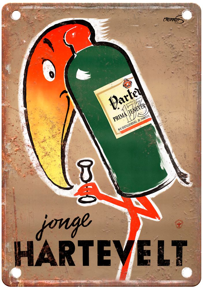 METTES, Frans Jonge Hartevelt Prima Jenever Liquor Poster Retro Look Sign