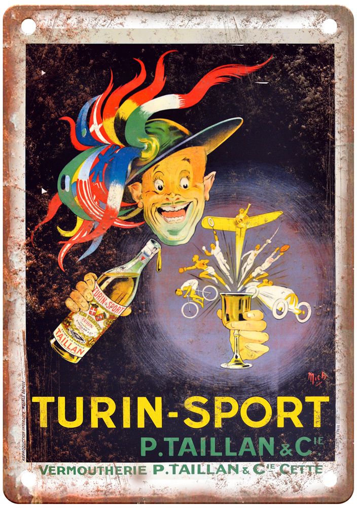 1881-1923)-Turin Sport Vermoutherie-c1920s Vintage Liquor Poster Sign