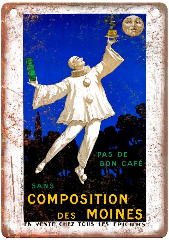 Paul Pas de bon café sans composition des Vintage Liquor Poster Sign