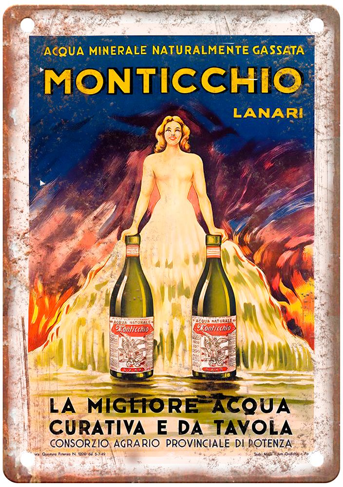 Acqua minerale naturalmente gassata Liquor Poster Retro Look Sign