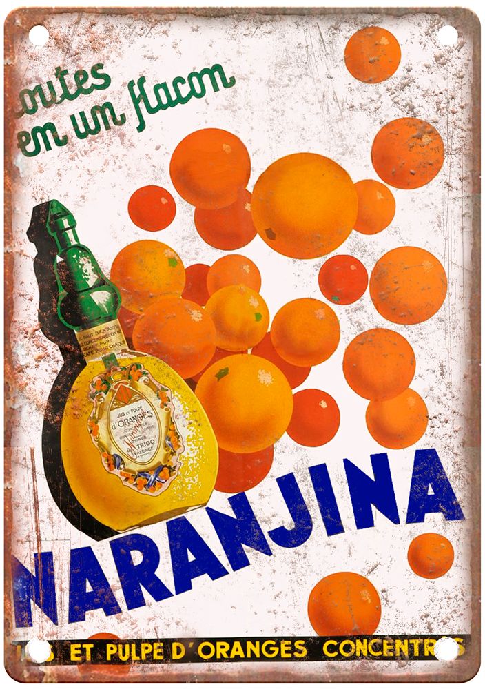 Naranjina, Toutes en un Flacon, c 1930s Liquor Poster Retro Look Sign