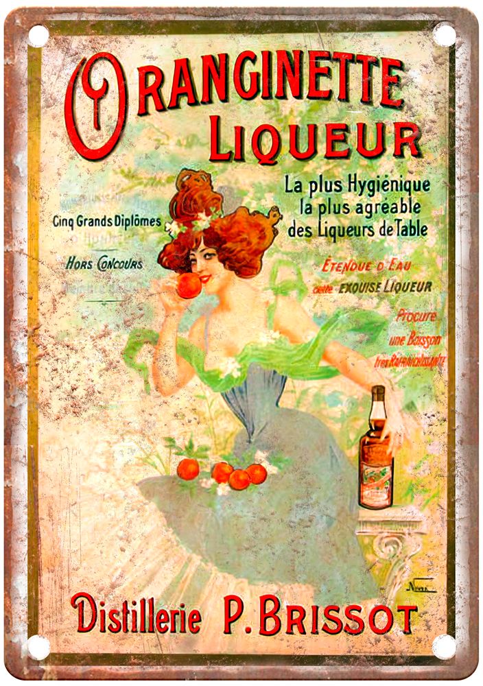 Distillerie P Brissot Liquor Poster Retro Look Reproduction Metal Sign