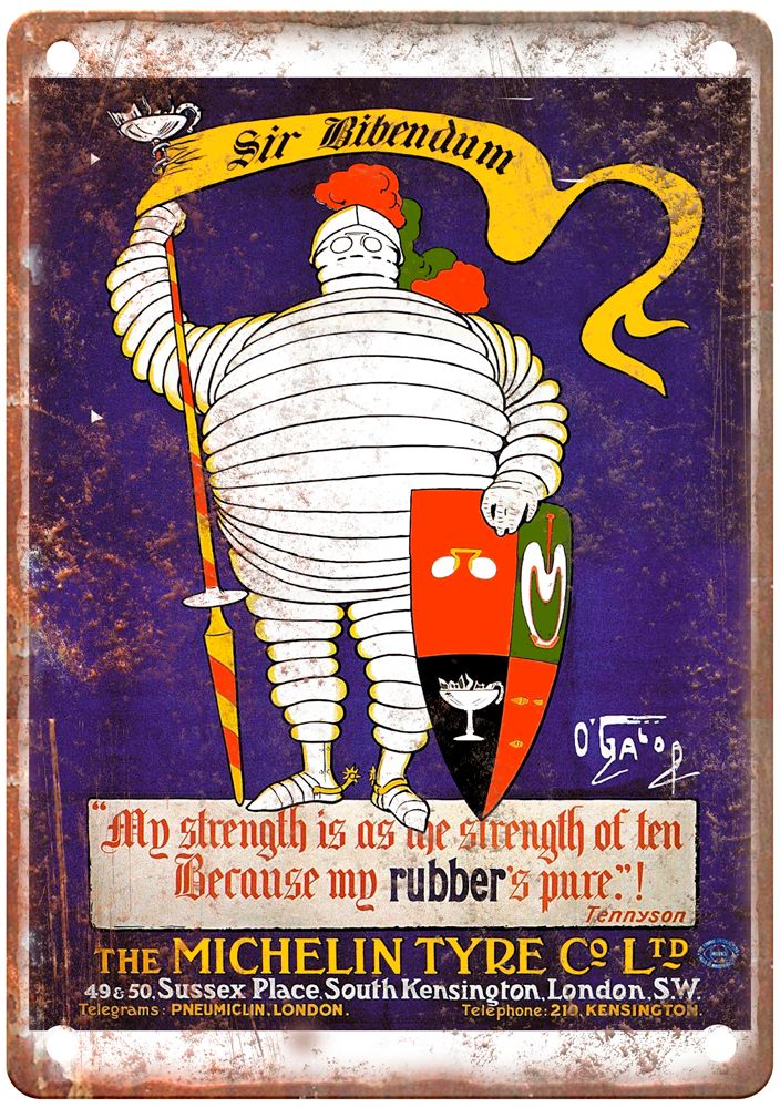 O'GALOP Sir Bibendum, Michelin Tyre Co Ltd Liquor Poster Retro Look Sign