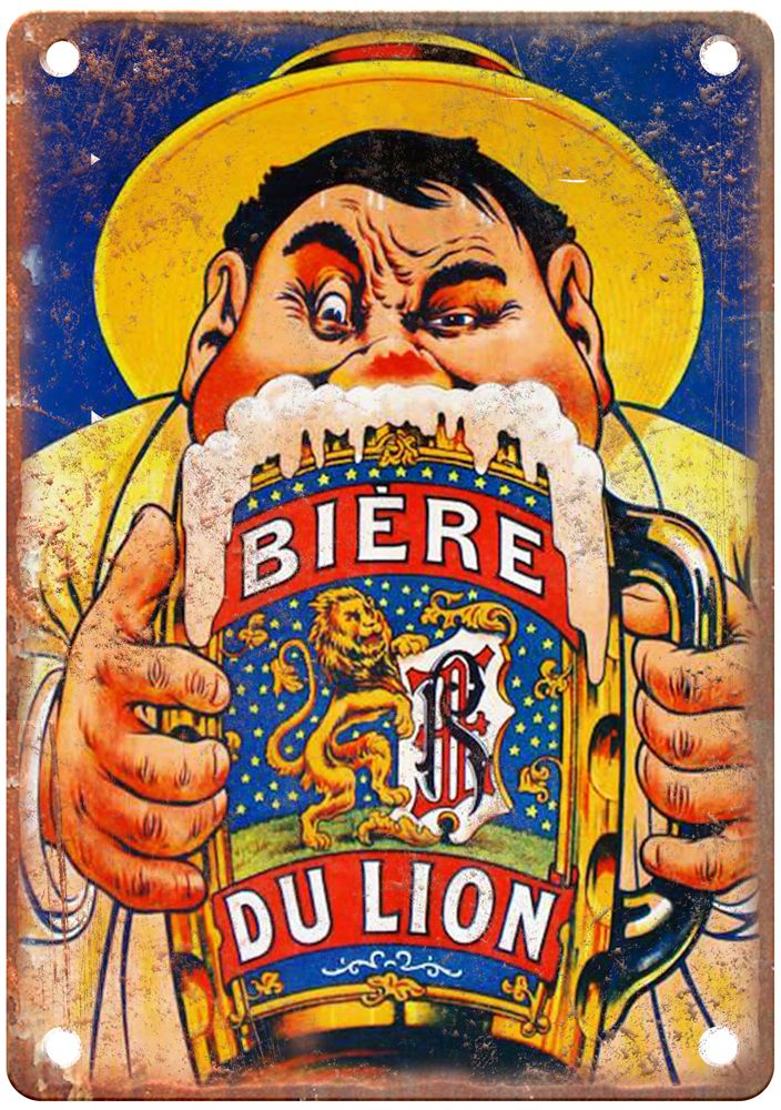 OGÉ, Eugène Bière du Lion, 1909 Vintage Liquor Poster Retro Look Sign