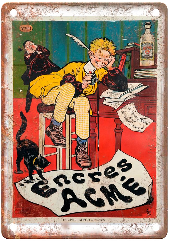 OGÉ, Eugène Encres Acmé, 1919 Vintage Liquor Poster Reproduction Sign