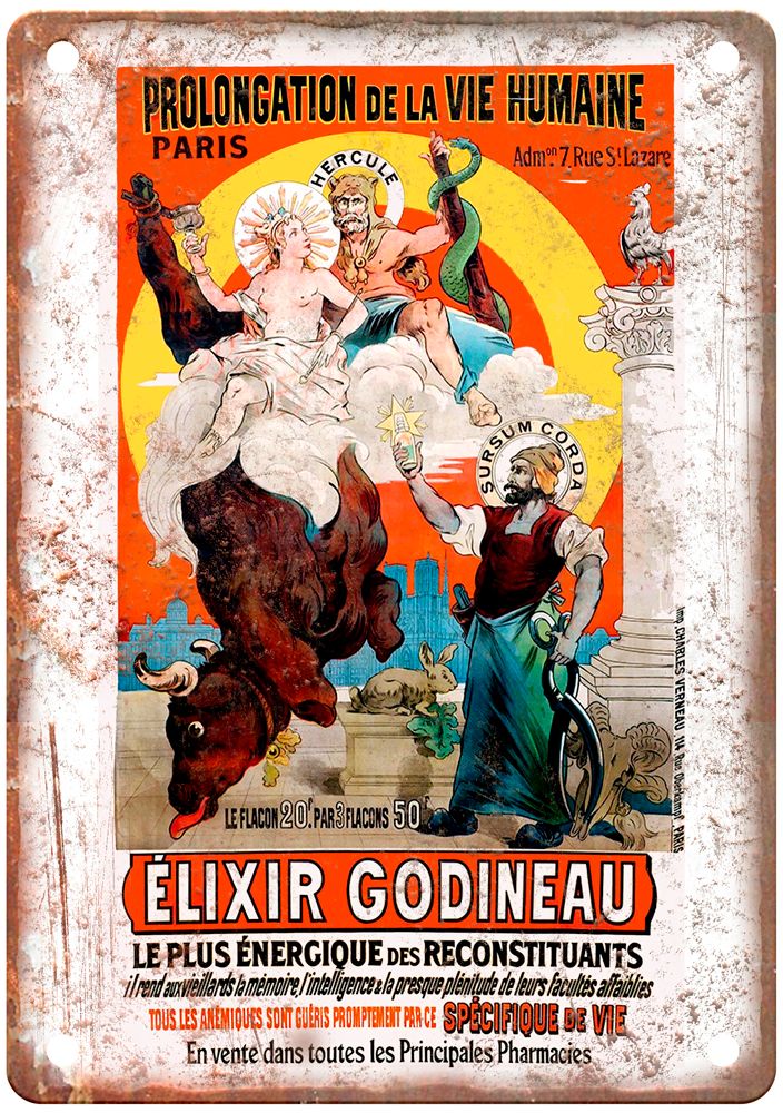 OGÉ, Eugène Élixir Godineau Vintage Liquor Poster Reproduction Sign