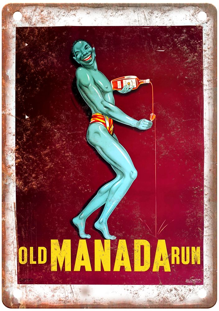 Old Manada Rum, Marseille, c 1930 Vintage Liquor Poster Reproduction Sign