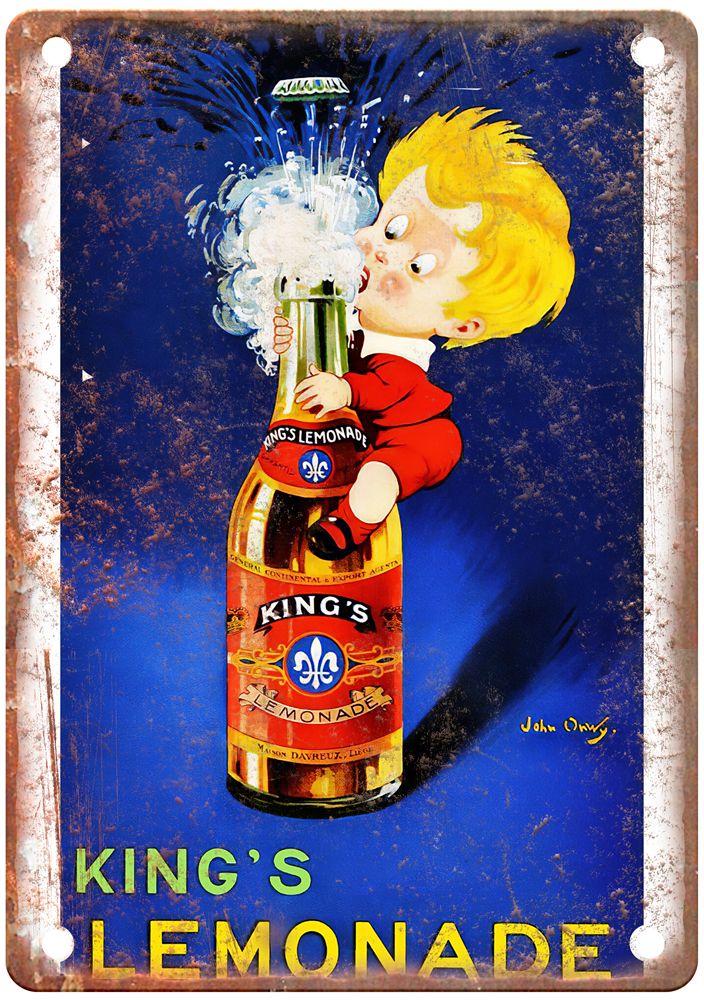 ONWY, John King's Lemonade Vintage Liquor Poster Reproduction Metal Sign