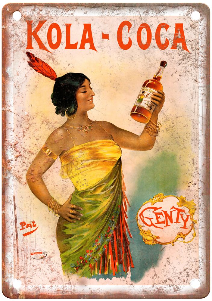 PAL Genty Kola-Coca, c 1897 Vintage Liquor Poster Reproduction Metal Sign