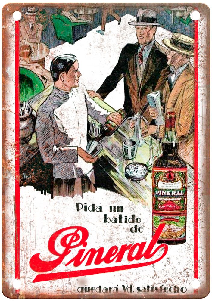 Pida un Batido de Pineral Vintage Liquor Poster Reproduction Metal Sign