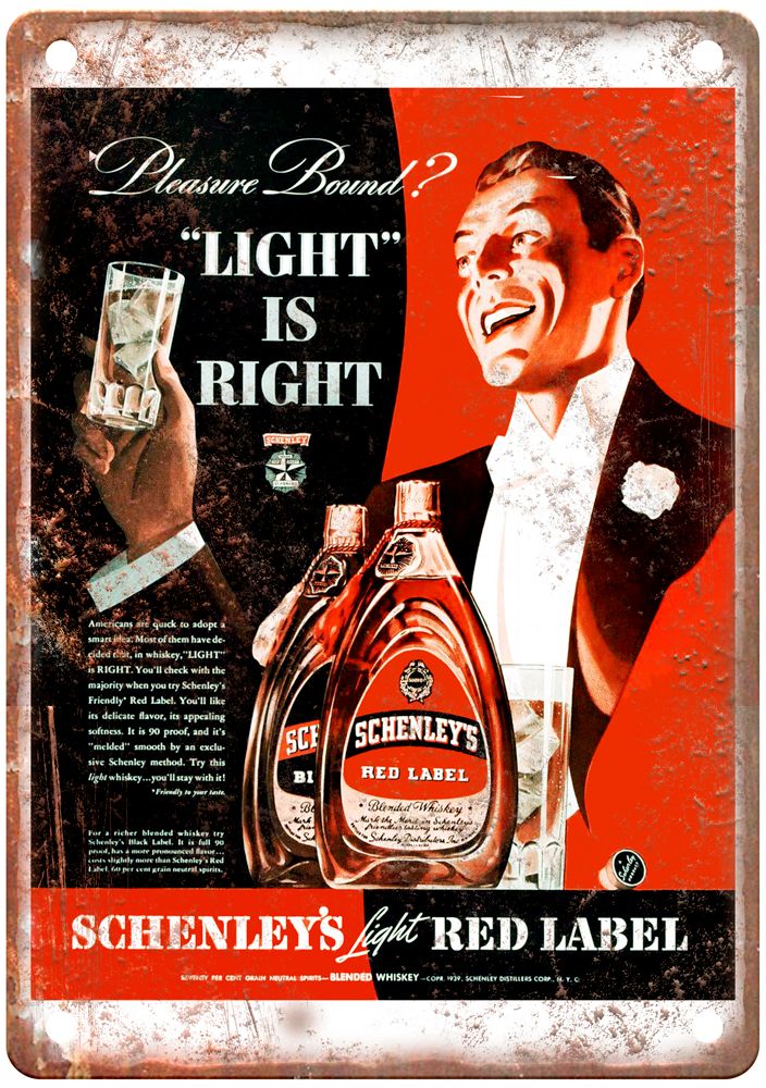 1939 Vintage Liquor Poster Retro Look Reproduction Metal Sign