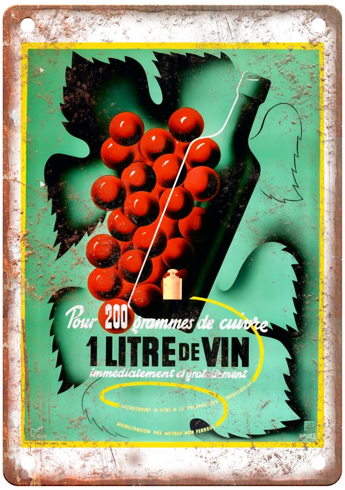 1 Litre de Vintage Liquor Poster Retro Look Reproduction Metal Sign